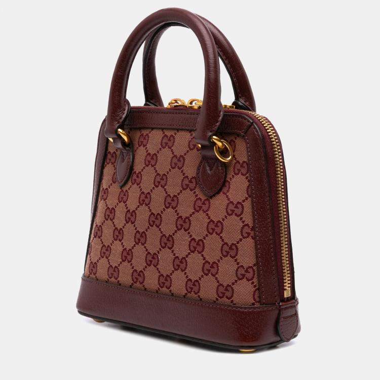 Pre Owned Gucci Brown Mini GG Supreme Horsebit 1955 Top Handle Bag