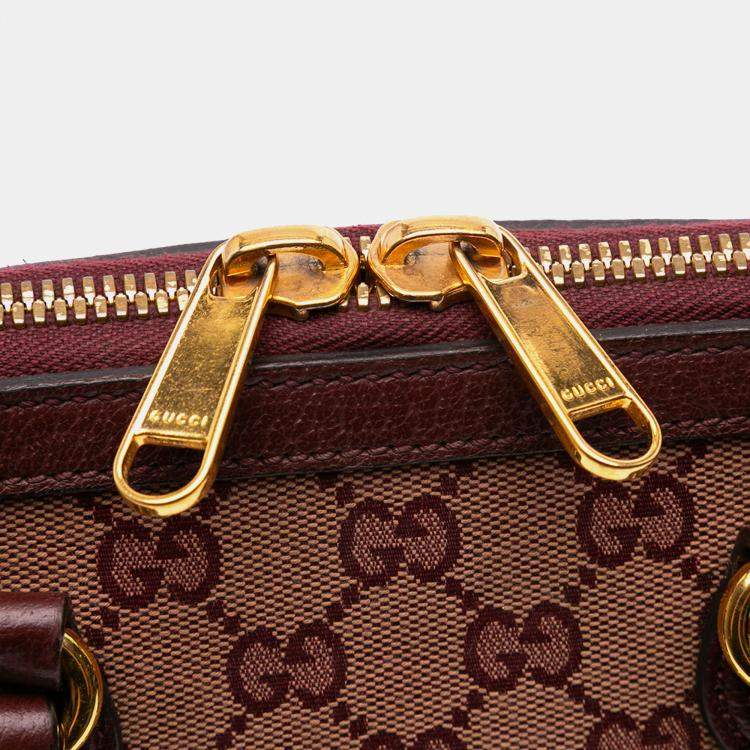 Pre Owned Gucci Brown Mini GG Supreme Horsebit 1955 Top Handle Bag