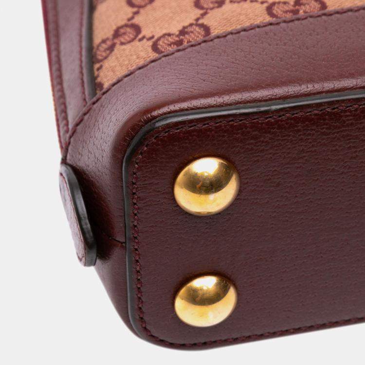Pre Owned Gucci Brown Mini GG Supreme Horsebit 1955 Top Handle Bag