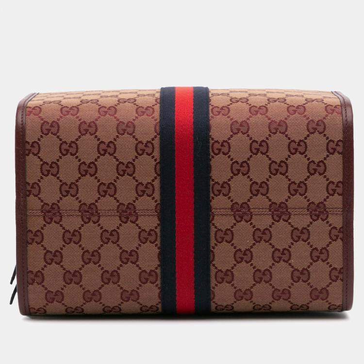 مملوكة مسبقًا Gucci Red Mini GG Canvas Ophidia Web Duffle Bag