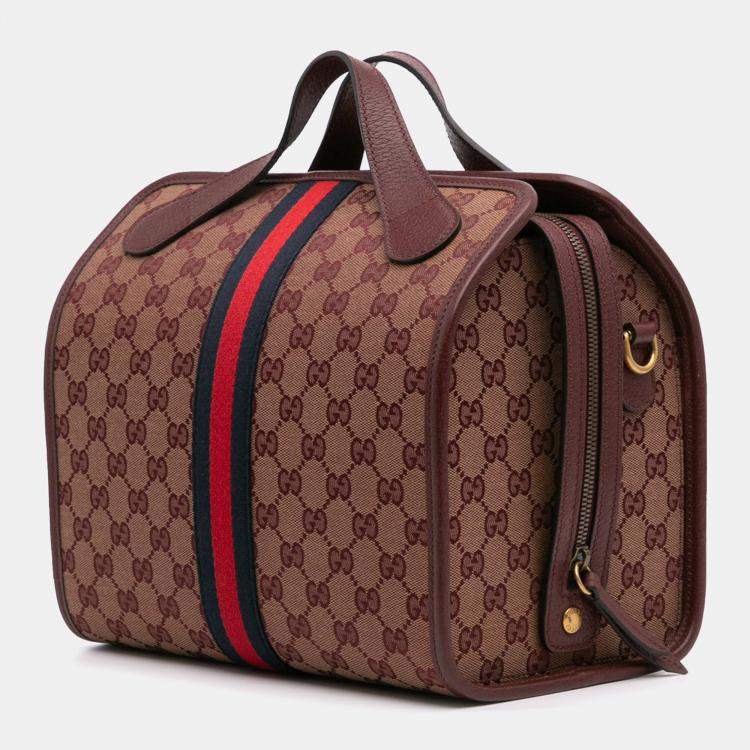 مملوكة مسبقًا Gucci Red Mini GG Canvas Ophidia Web Duffle Bag