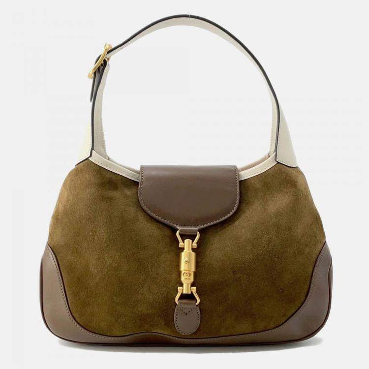 Pre Owned Gucci Jackie Vintage Brown Suede Leather Shoulder Bag