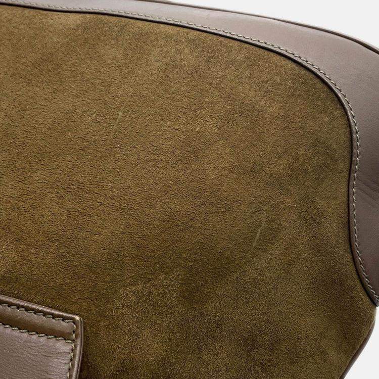 Pre Owned Gucci Jackie Vintage Brown Suede Leather Shoulder Bag