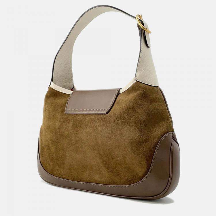 Pre Owned Gucci Jackie Vintage Brown Suede Leather Shoulder Bag
