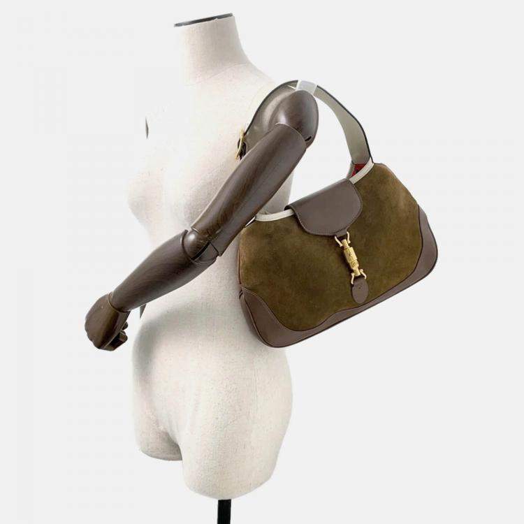 Pre Owned Gucci Jackie Vintage Brown Suede Leather Shoulder Bag