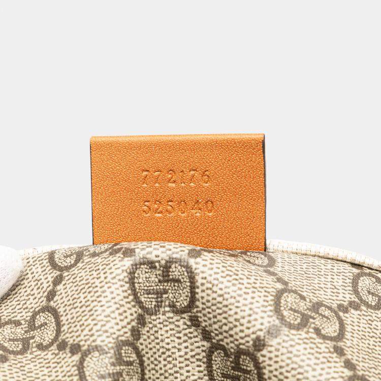 Pre Owned Gucci Brown White Large Canvas Logo Tote