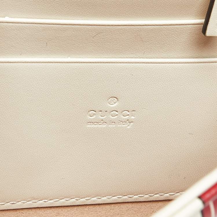 Pre Owned Gucci Multicolor Trompe L'Oeil Print Matelassé Leather GG Marmont Wallet on Chain