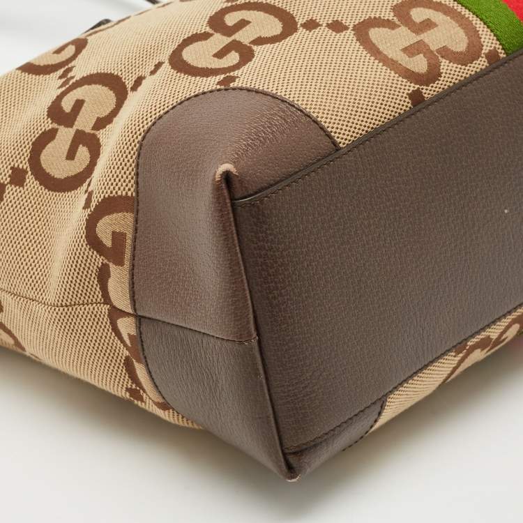 Pre Owned Gucci Beige/Brown Jumbo GG Canvas Medium Ophidia Tote