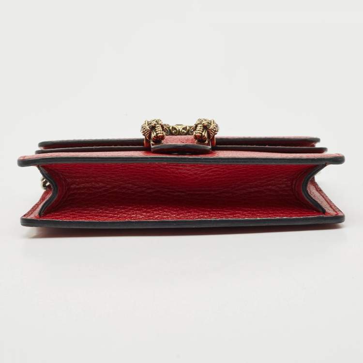 Pre Owned Gucci Dark Red Leather Dionysus Mini Crossbody Bag