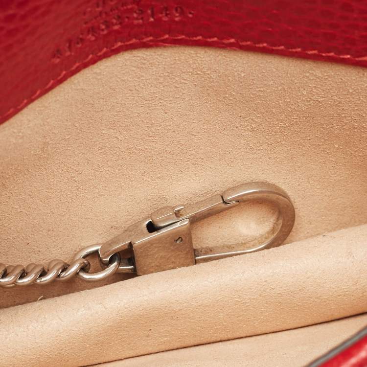 Pre Owned Gucci Dark Red Leather Dionysus Mini Crossbody Bag