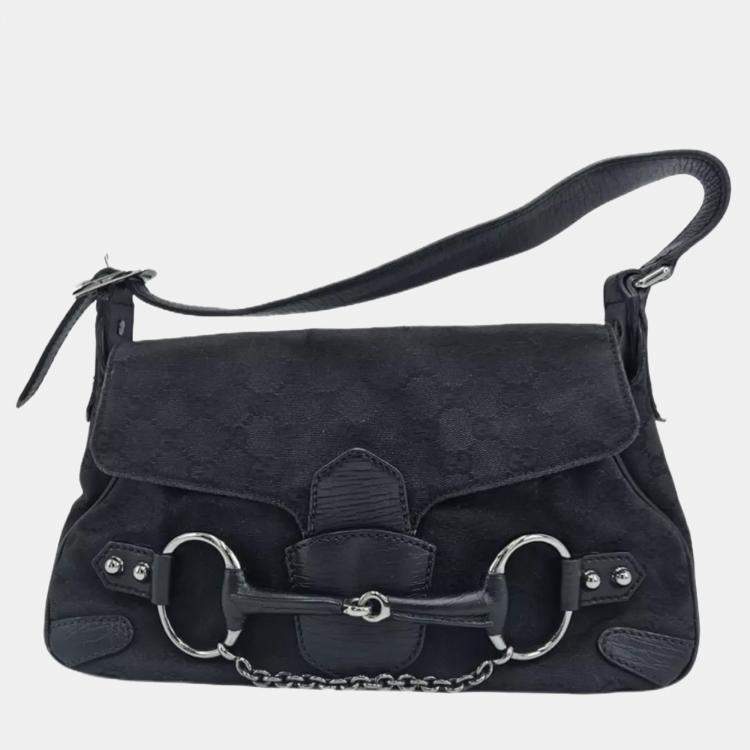 Pre Owned Gucci Horsebit Small GG Canvas Shoulder Bag