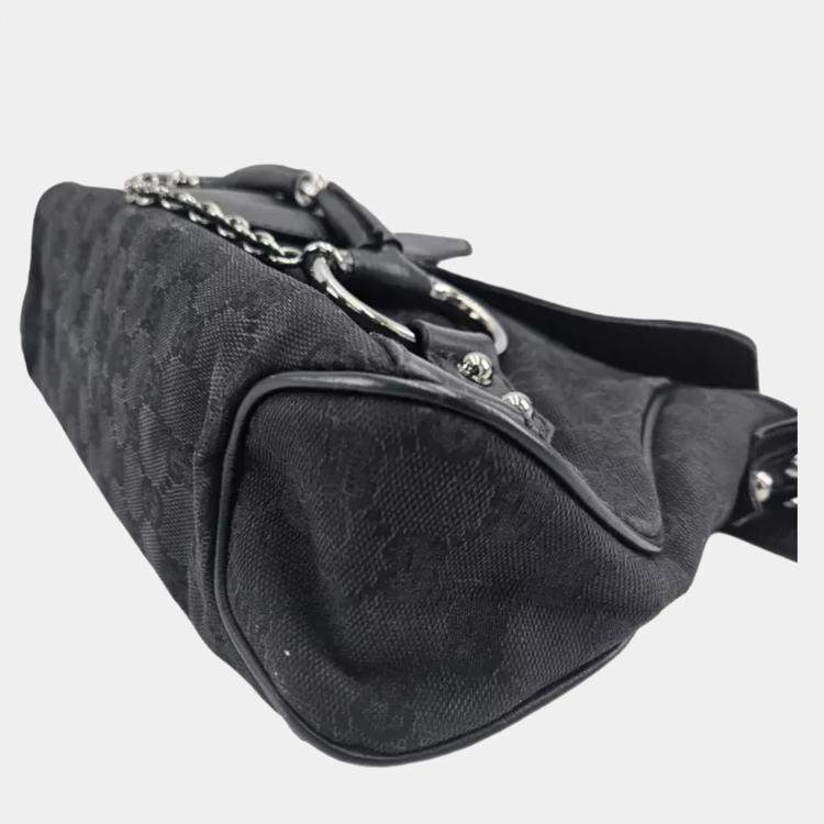Pre Owned Gucci Horsebit Small GG Canvas Shoulder Bag