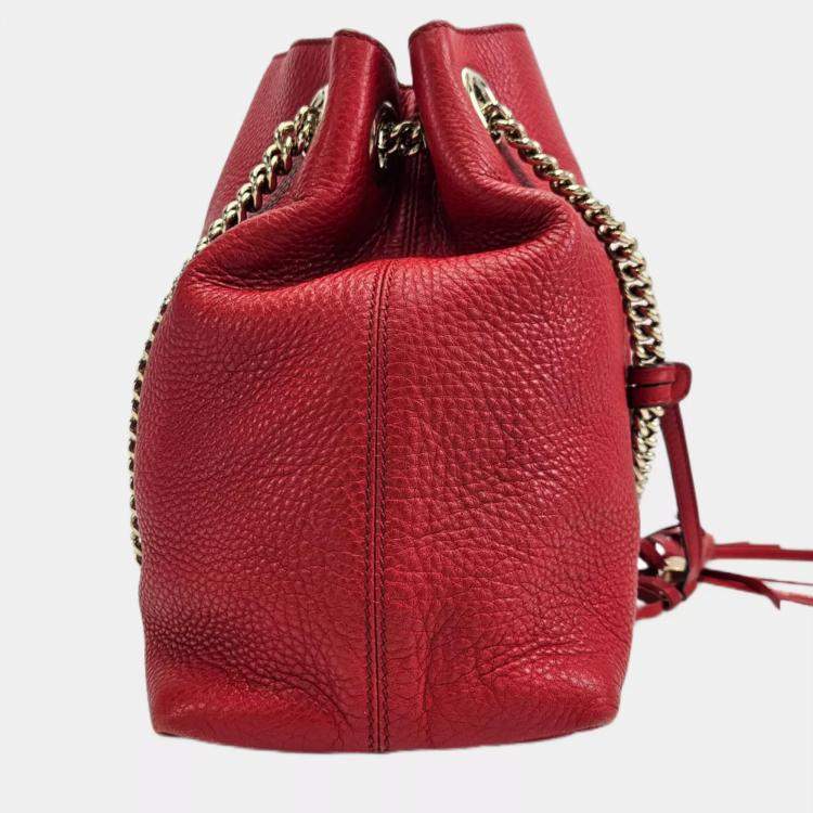 Pre Owned Gucci Soho Medium Red Leather Shoulder Bag