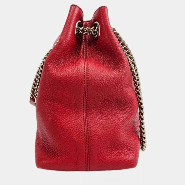 Pre Owned Gucci Soho Medium Red Leather Shoulder Bag