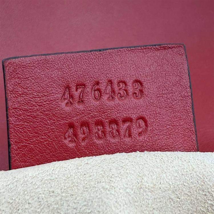Pre Owned Gucci Marmont Super Mini GG Red Leather Crossbody Bag