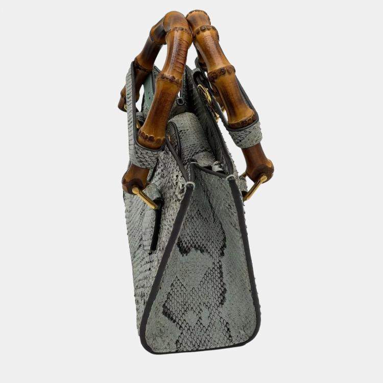 Pre Owned Gucci Diana Mini Python Grey Shoulder Bag