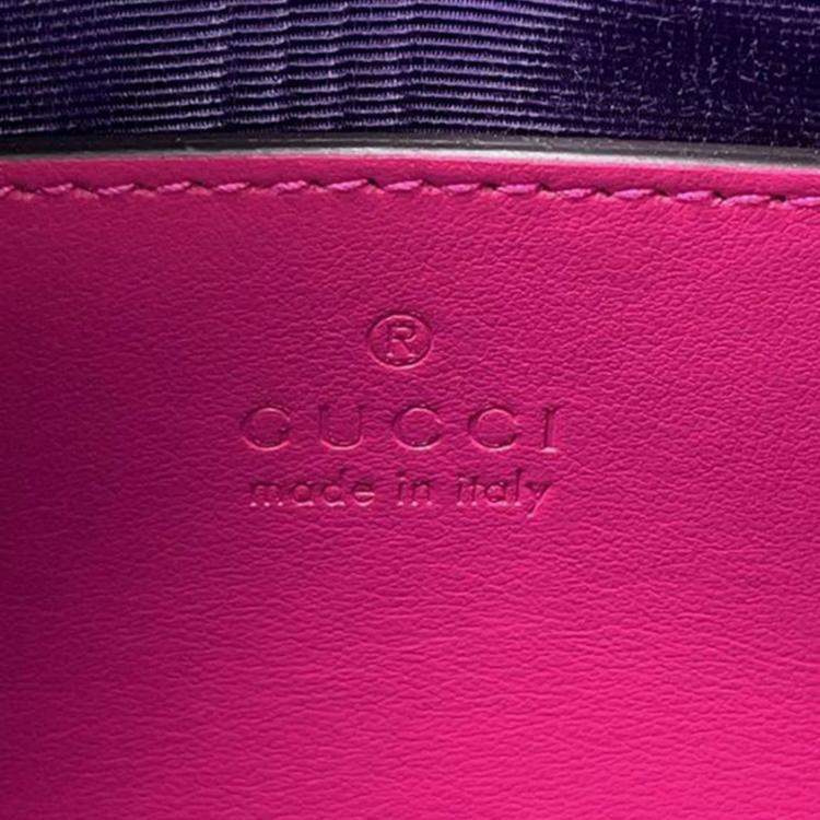 Pre Owned Gucci Pink Mini GG Matelasse Nylon Marmont Satchel