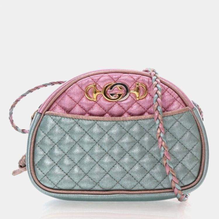 Pre Owned Gucci Trapuntata Mini Multicolor Metallic Calfskin Crossbody Bag
