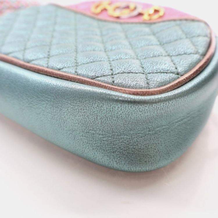 Pre Owned Gucci Trapuntata Mini Multicolor Metallic Calfskin Crossbody Bag