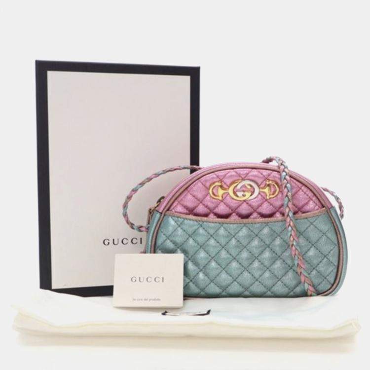 Pre Owned Gucci Trapuntata Mini Multicolor Metallic Calfskin Crossbody Bag