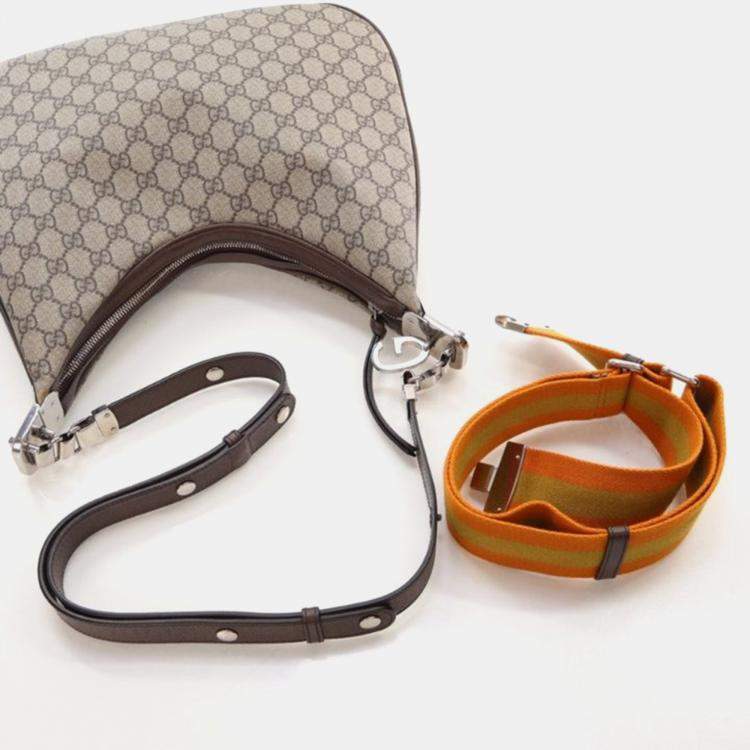Pre Owned Gucci Attache Medium Brown GG Supreme Canvas Shoulder Bag 