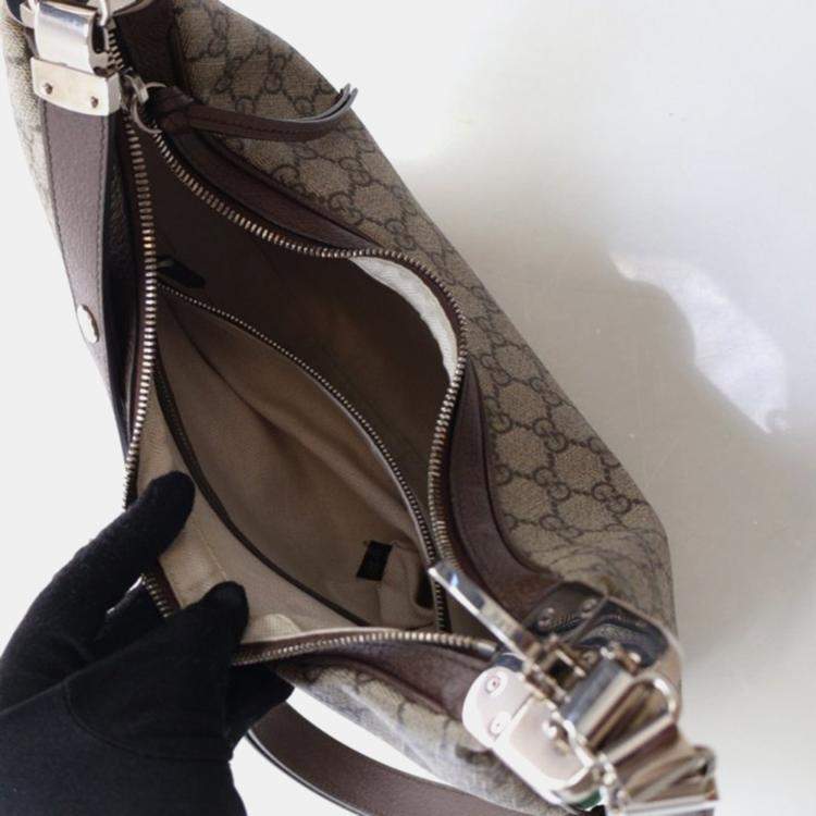 Pre Owned Gucci Attache Medium Brown GG Supreme Canvas Shoulder Bag 