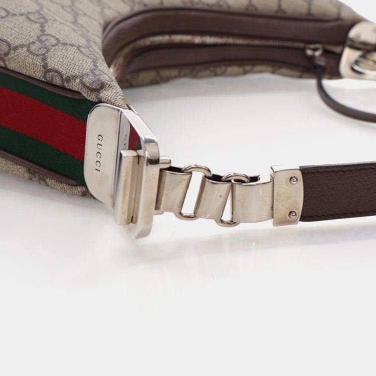 Pre Owned Gucci Attache Medium Brown GG Supreme Canvas Shoulder Bag 
