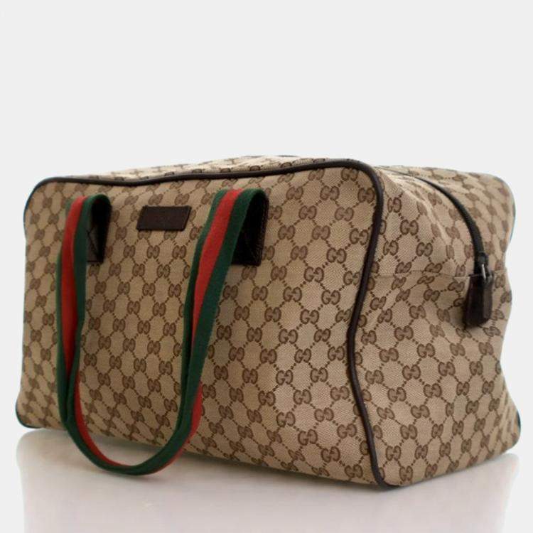 Pre Owned Gucci Carry On Large Beige Supreme Canvas Travel Bag