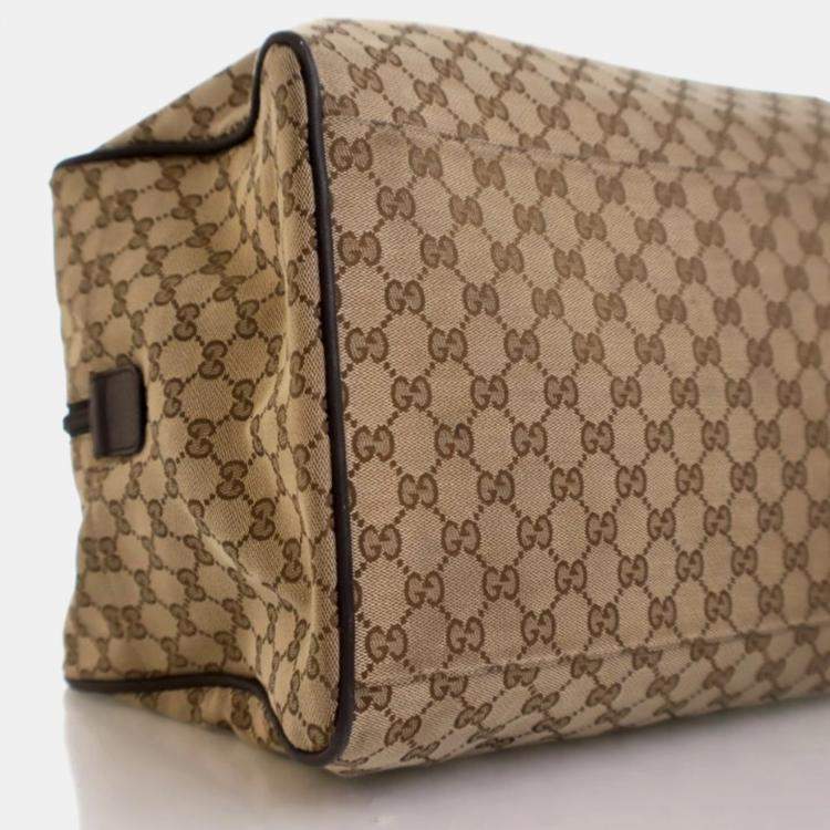 Pre Owned Gucci Carry On Large Beige Supreme Canvas Travel Bag