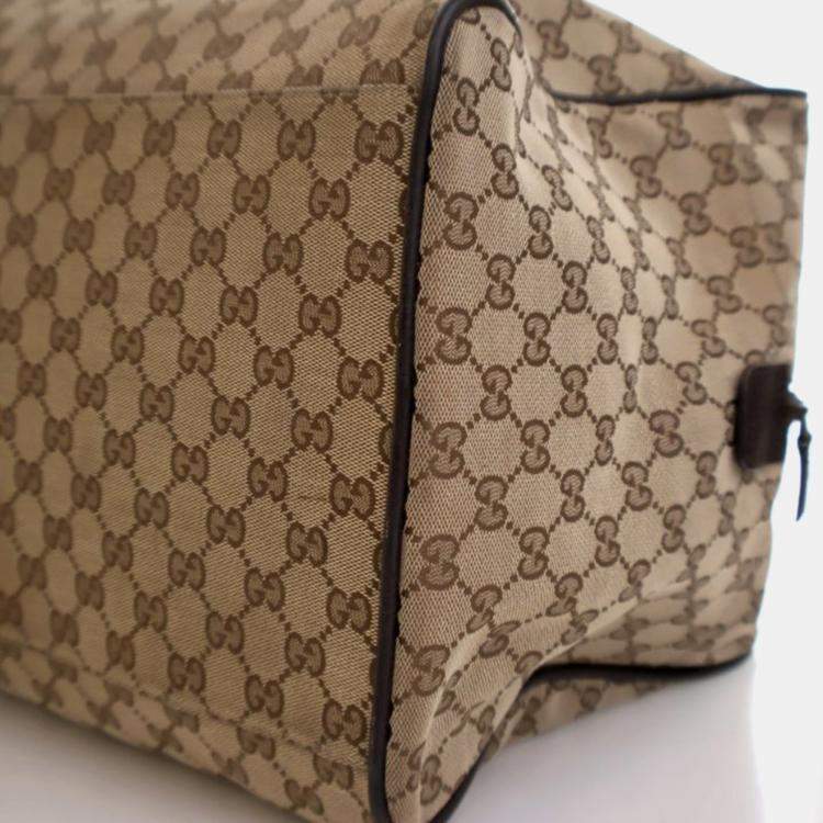 Pre Owned Gucci Carry On Large Beige Supreme Canvas Travel Bag
