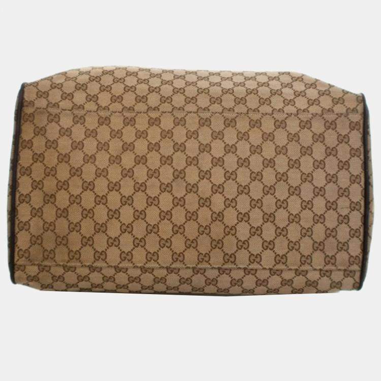 Pre Owned Gucci Carry On Large Beige Supreme Canvas Travel Bag