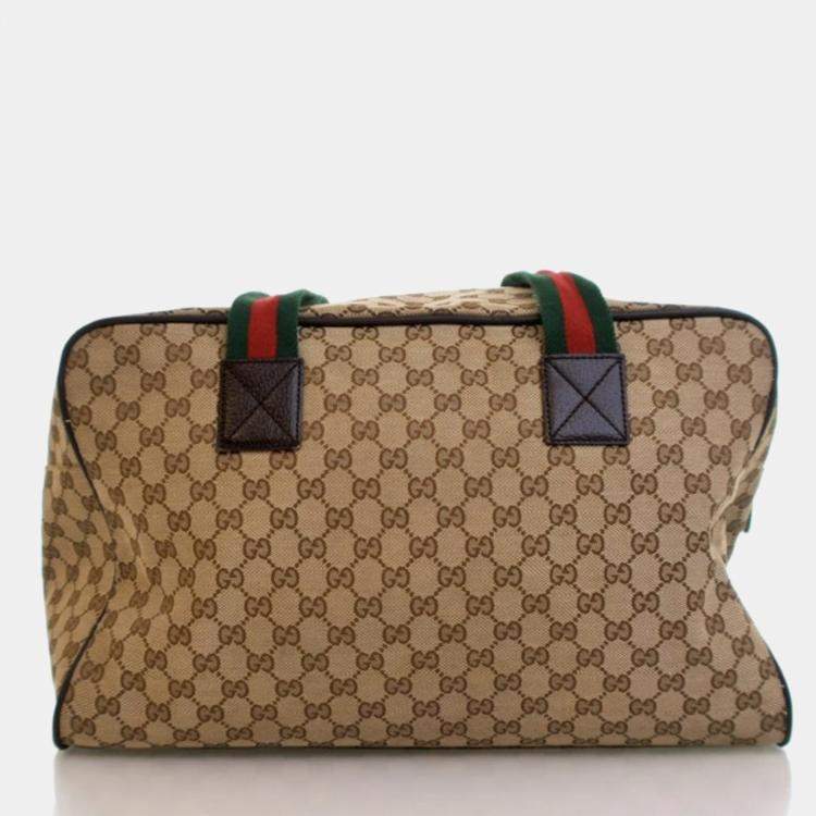 Pre Owned Gucci Carry On Large Beige Supreme Canvas Travel Bag