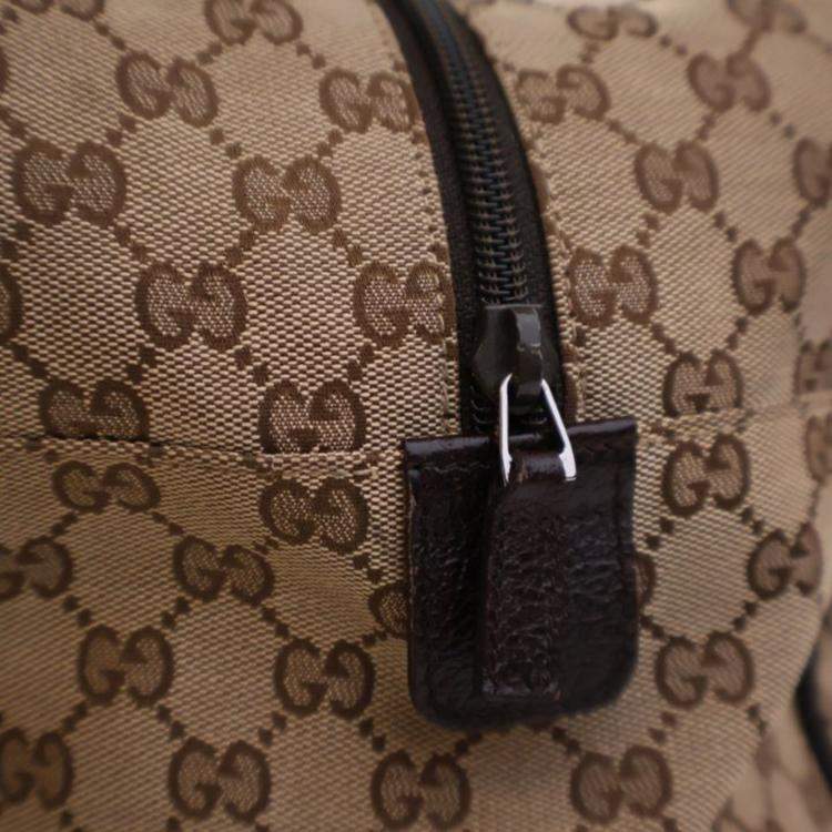 Pre Owned Gucci Carry On Large Beige Supreme Canvas Travel Bag