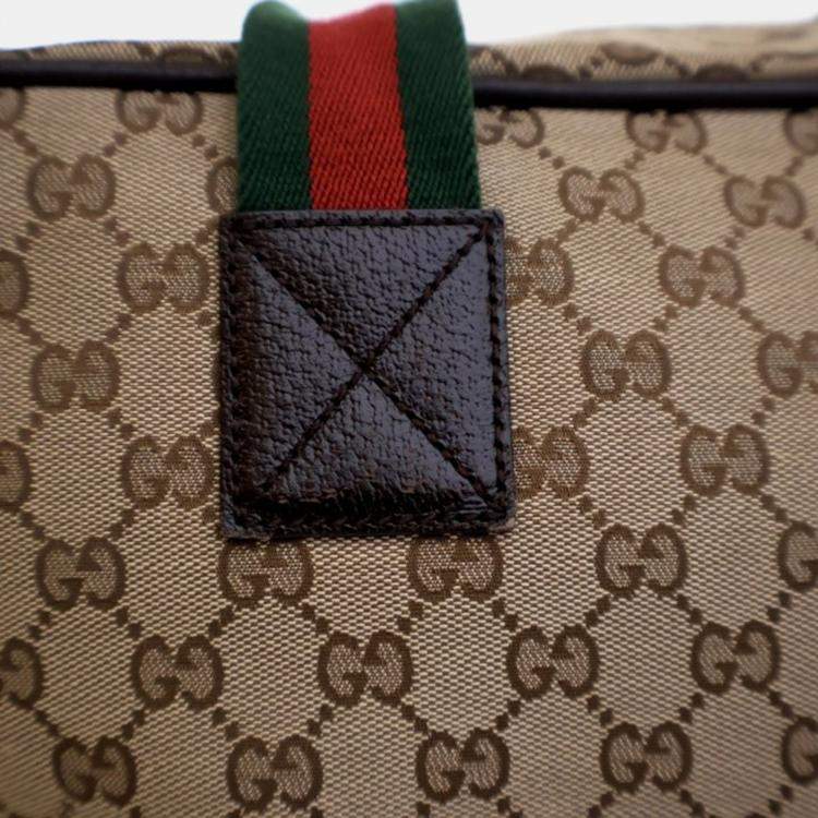 Pre Owned Gucci Carry On Large Beige Supreme Canvas Travel Bag