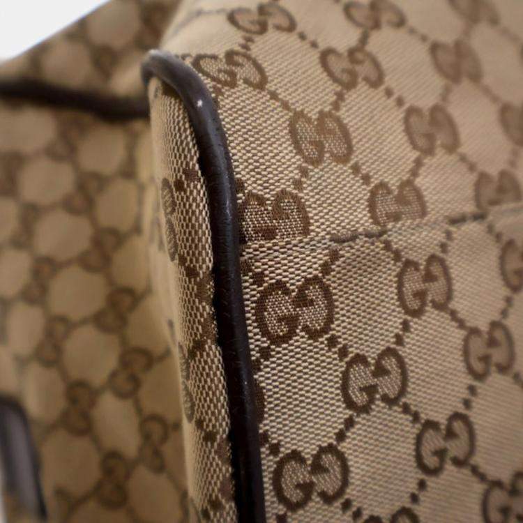 Pre Owned Gucci Carry On Large Beige Supreme Canvas Travel Bag