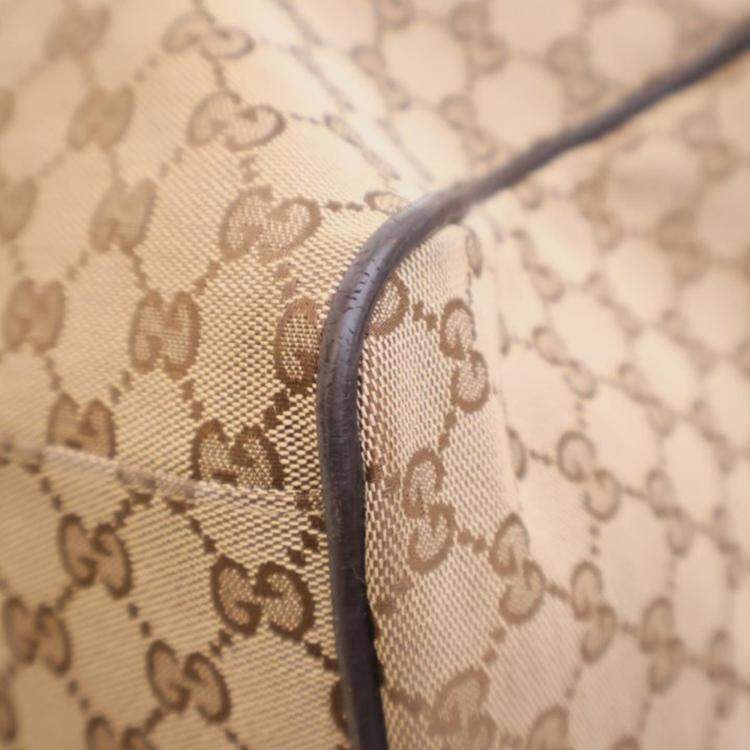 Pre Owned Gucci Carry On Large Beige Supreme Canvas Travel Bag