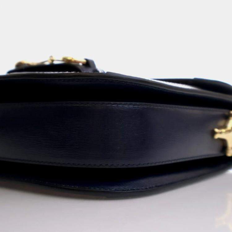 Pre Owned Gucci Horsebit 1955 Small Pink Blue Corduroy Calfskin Shoulder Bag