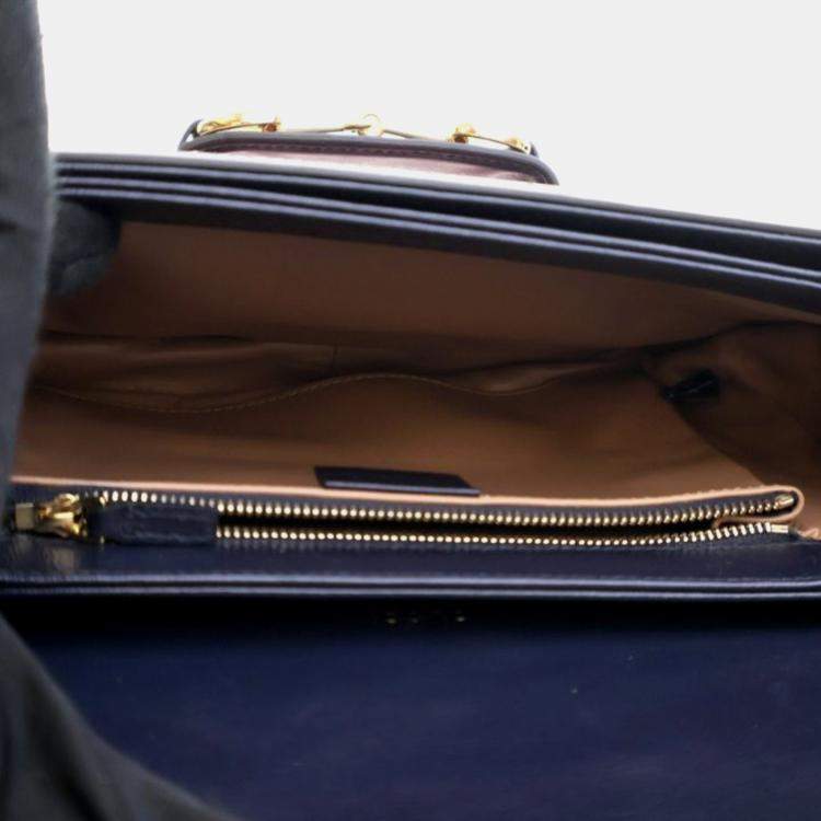 Pre Owned Gucci Horsebit 1955 Small Pink Blue Corduroy Calfskin Shoulder Bag