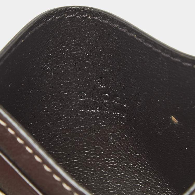 Pre Owned Gucci Brown/Beige GG Supreme Canvas and Leather Card Holder