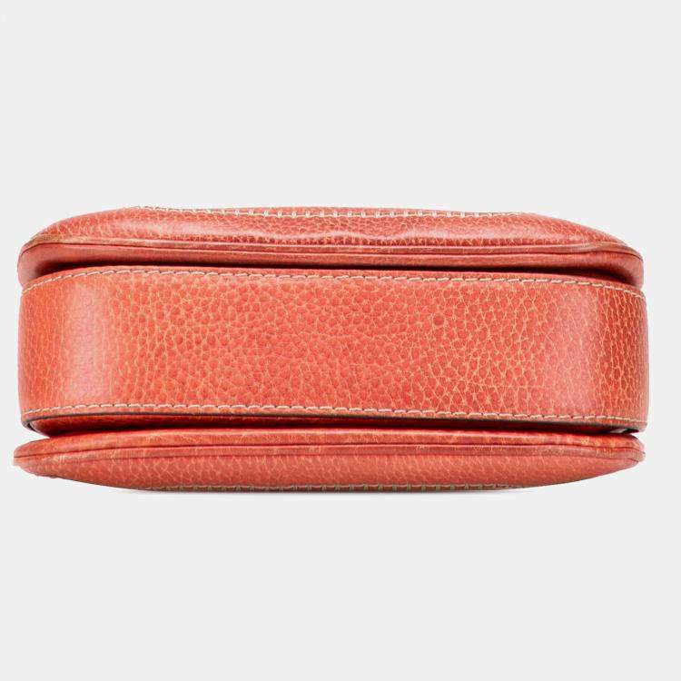 Pre Owned Gucci Red Small Leather New Bamboo Satchel