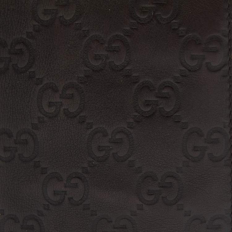 Pre Owned Gucci Brown Guccissima Leather Bifold Long Wallet