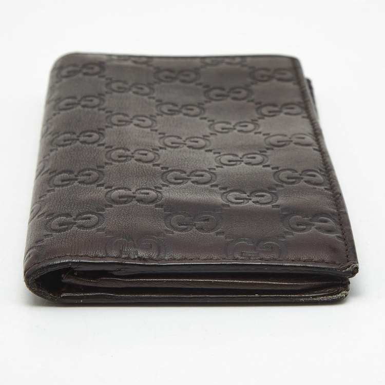 Pre Owned Gucci Brown Guccissima Leather Bifold Long Wallet