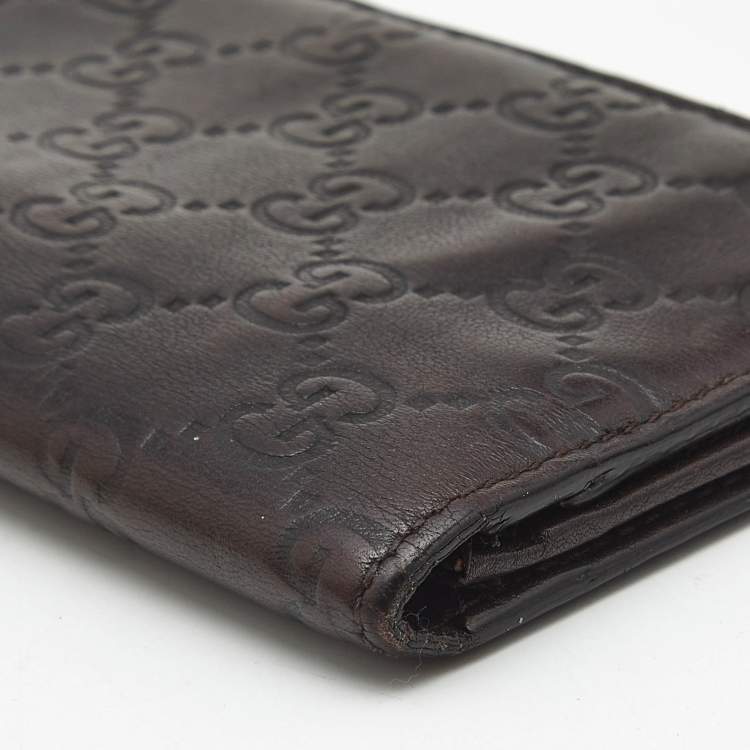 Pre Owned Gucci Brown Guccissima Leather Bifold Long Wallet