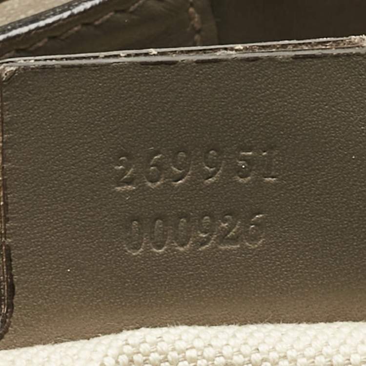 Pre Owned Gucci Grey/Beige GG Canvas and Leather Large Scarlett Stud Tote