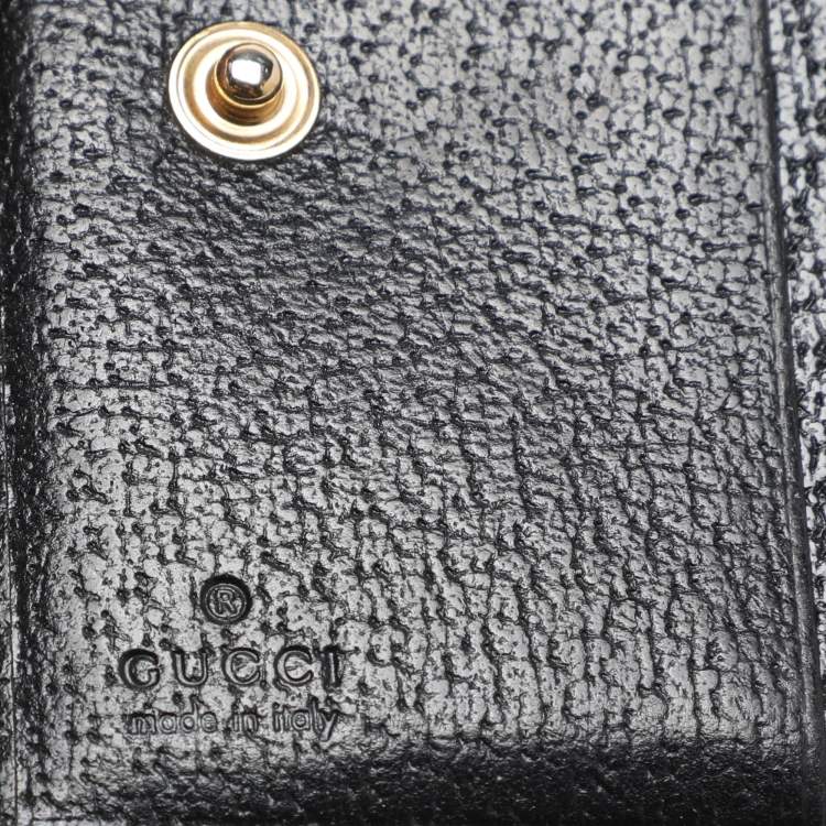 Pre Owned Gucci Black GG Canvas and Leather Compact Wallet