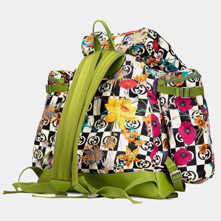 Pre Owned Gucci Multicolor The North Face Floral Multicolor Nylon and Leather Backpack