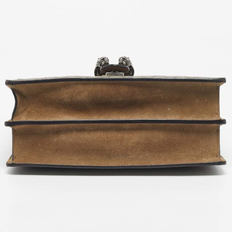 Pre Owned Gucci Beige GG Supreme Canvas and Suede Medium Dionysus Shoulder Bag