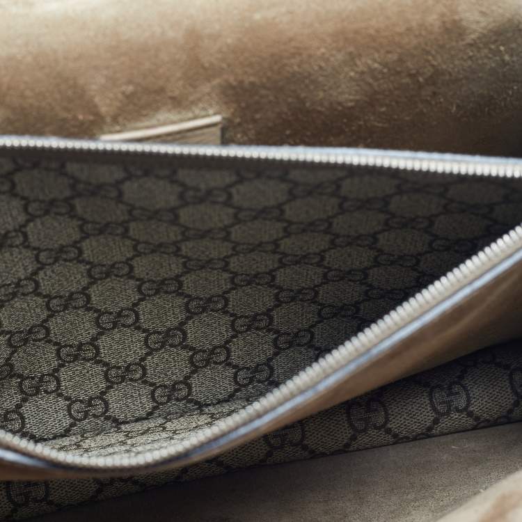 Pre Owned Gucci Beige GG Supreme Canvas and Suede Medium Dionysus Shoulder Bag