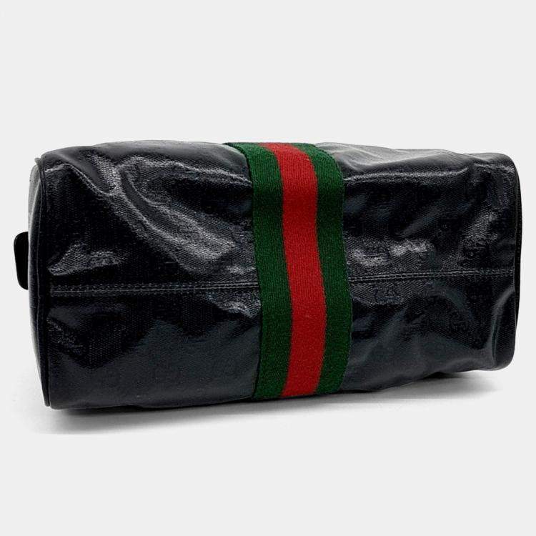 Pre Owned Gucci Black Fabric GG Crystal Web Cosmetic Case