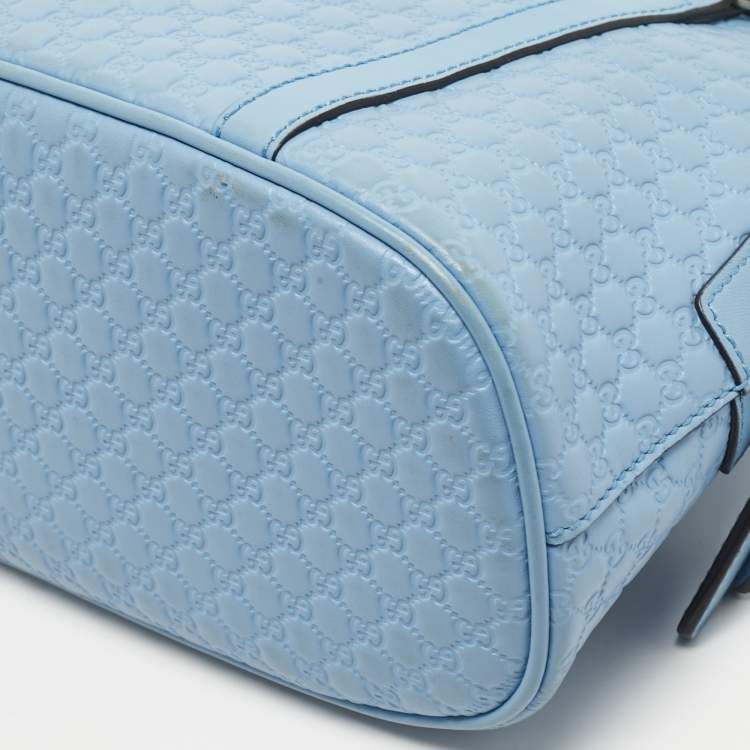 Pre Owned Gucci Light Blue Microguccissima Leather Mini Nice Dome Bag